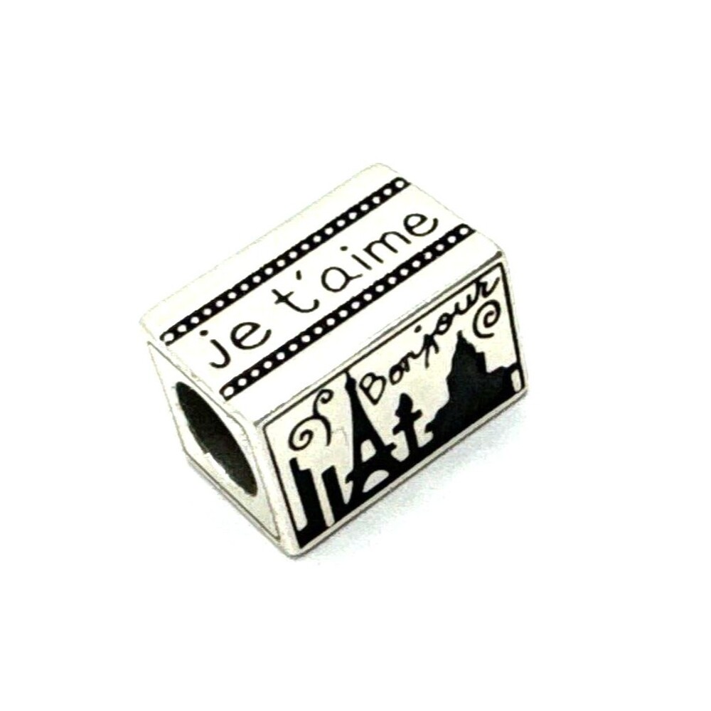 Brighton Fashionista Paris Postcard Rectangle Cube All Sides Silver Bead